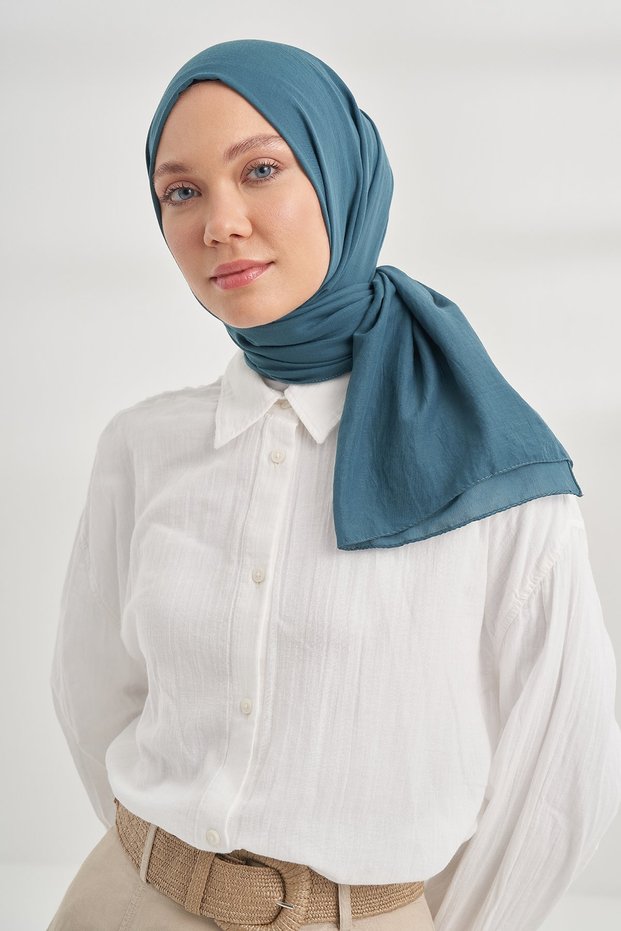 Rustic Cotton Shawl Petrol Green Color (Thin Comfortable Comfortable Not Want Ironing)