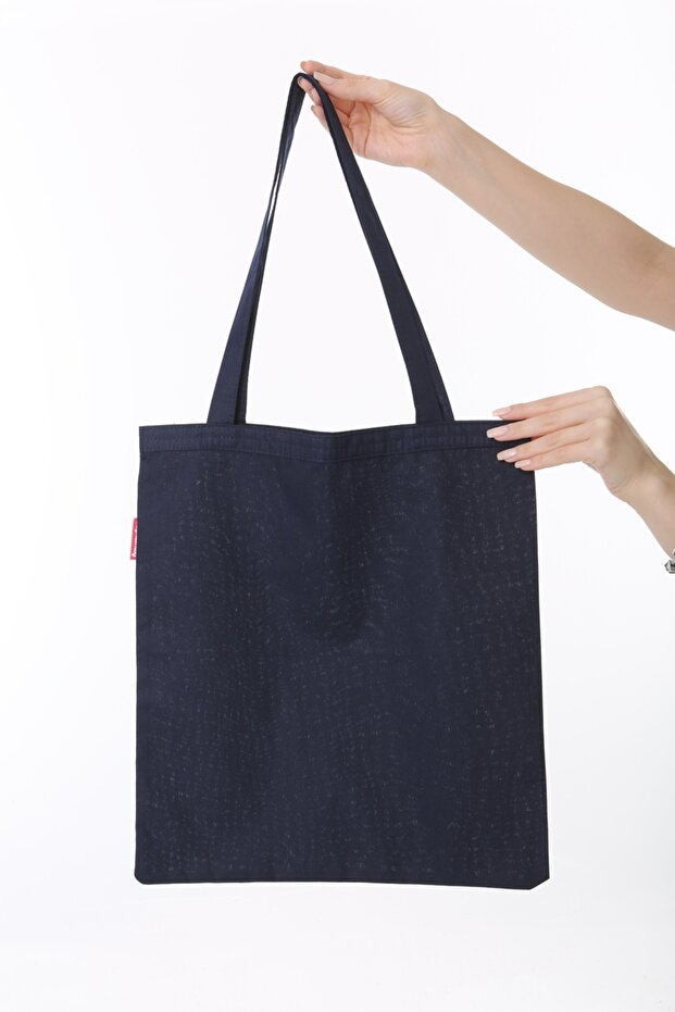 Baskısız Lacivert Bez Çanta - 3