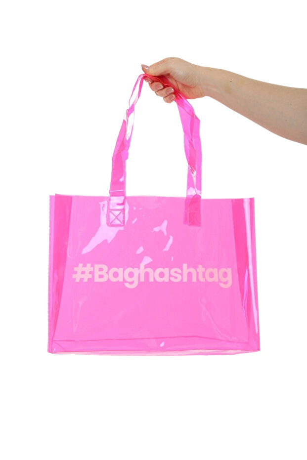 Pembe Şeffaf Plaj Çantası - 7