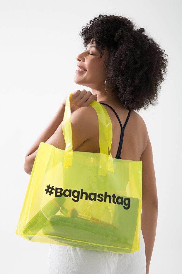 Sarı Şeffaf Plaj Çantası - 6