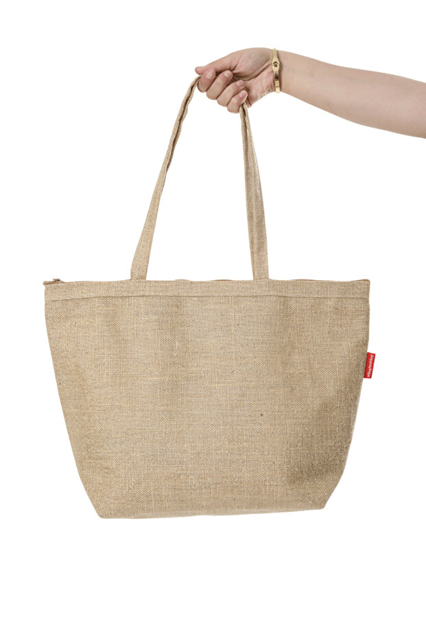 Fermuarlı Simli Jüt Plaj Çantası - 2