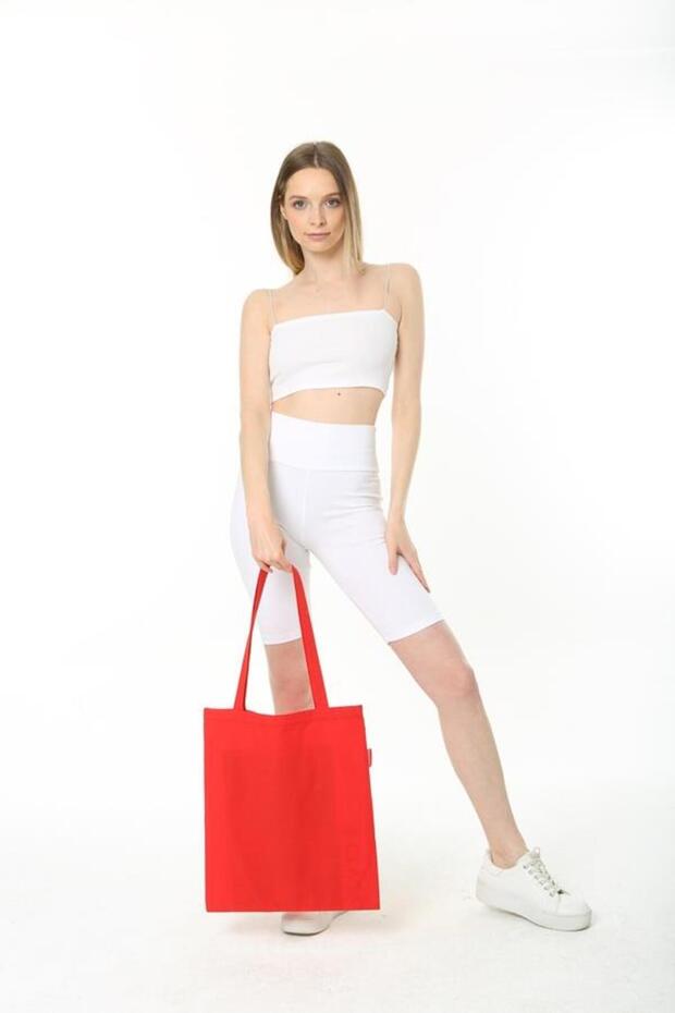 Baskısız Kırmızı Bez Çanta - 3