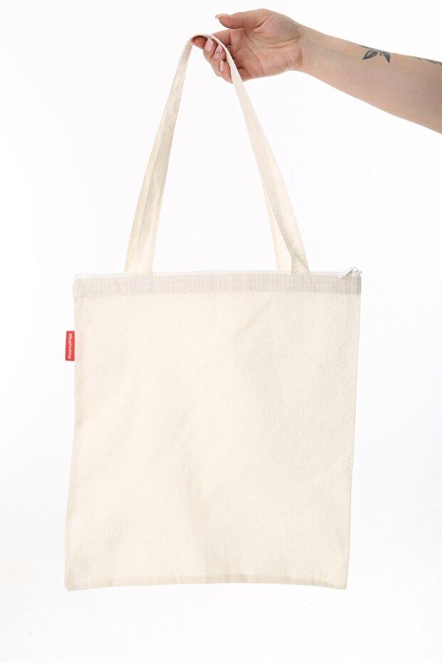 Fermuarlı Baskısız Bez Çanta - 5