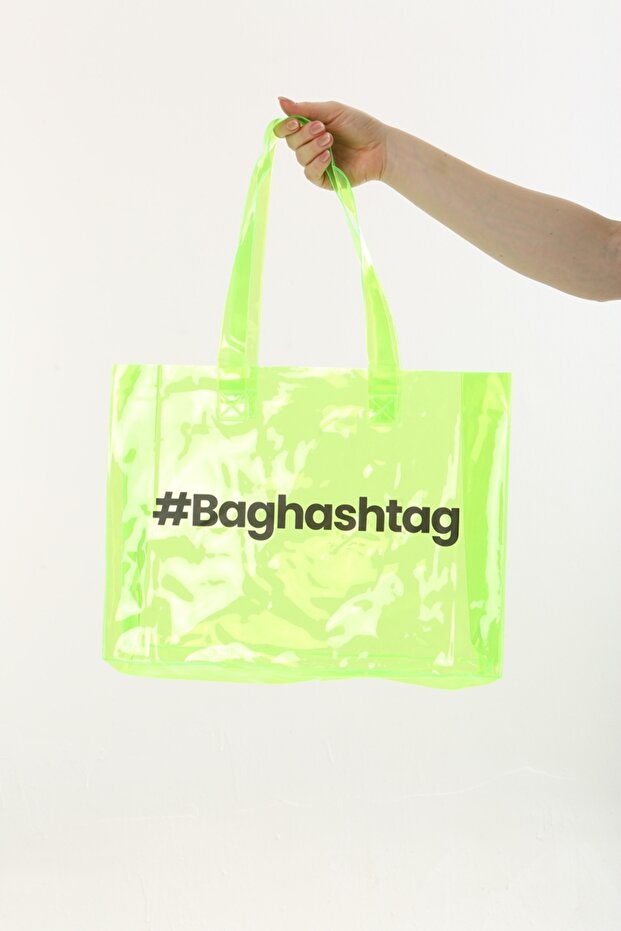 Yeşil Şeffaf Plaj Çantası - 8