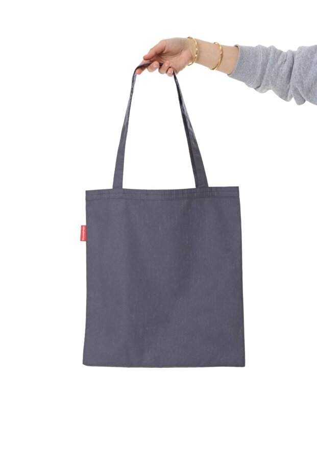 Baskısız Gri Bez Çanta - 4