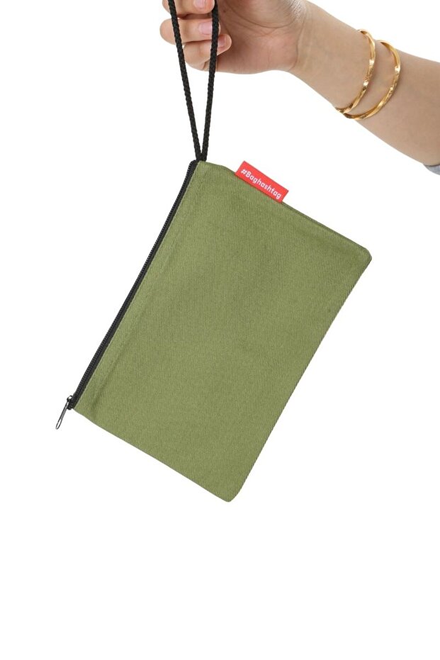 Yeşil Clutch Bez Çanta - 5