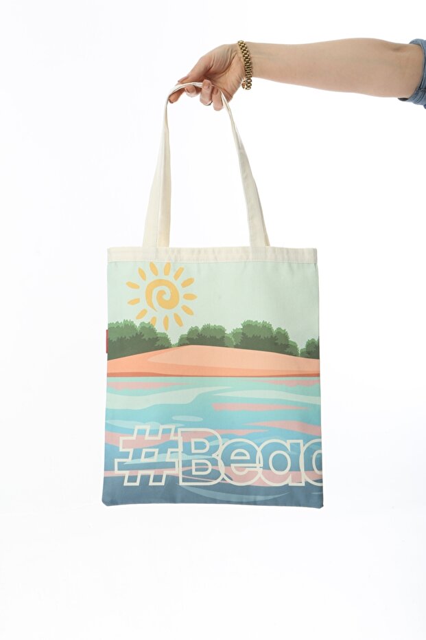 Beach Bag Baskılı Bez Çanta - 3