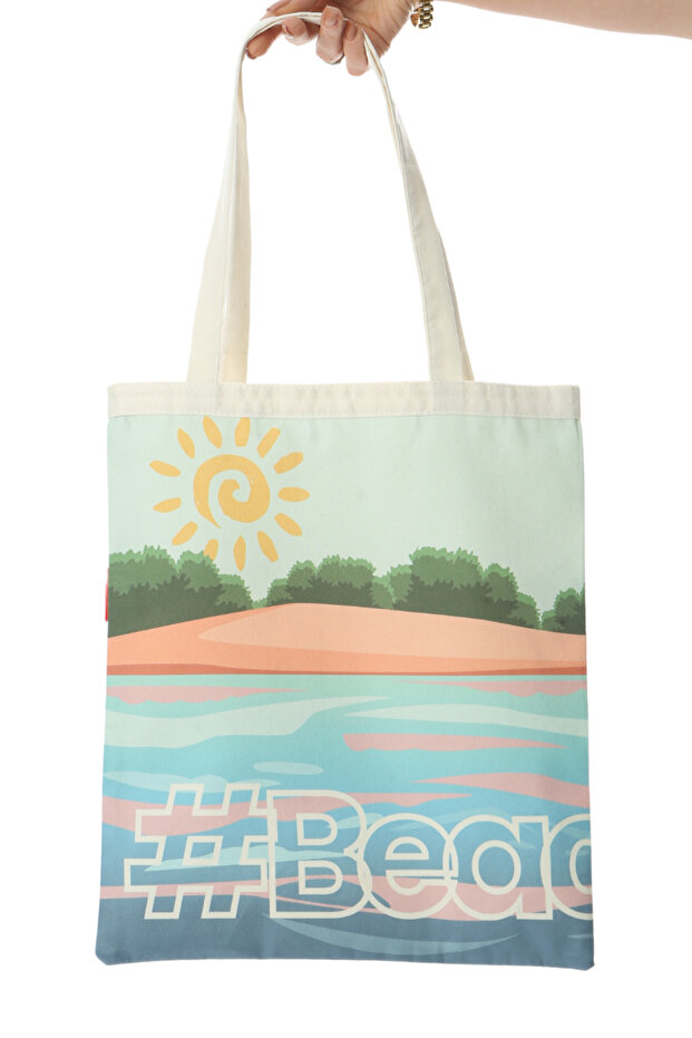 Beach Bag Baskılı Bez Çanta - 5