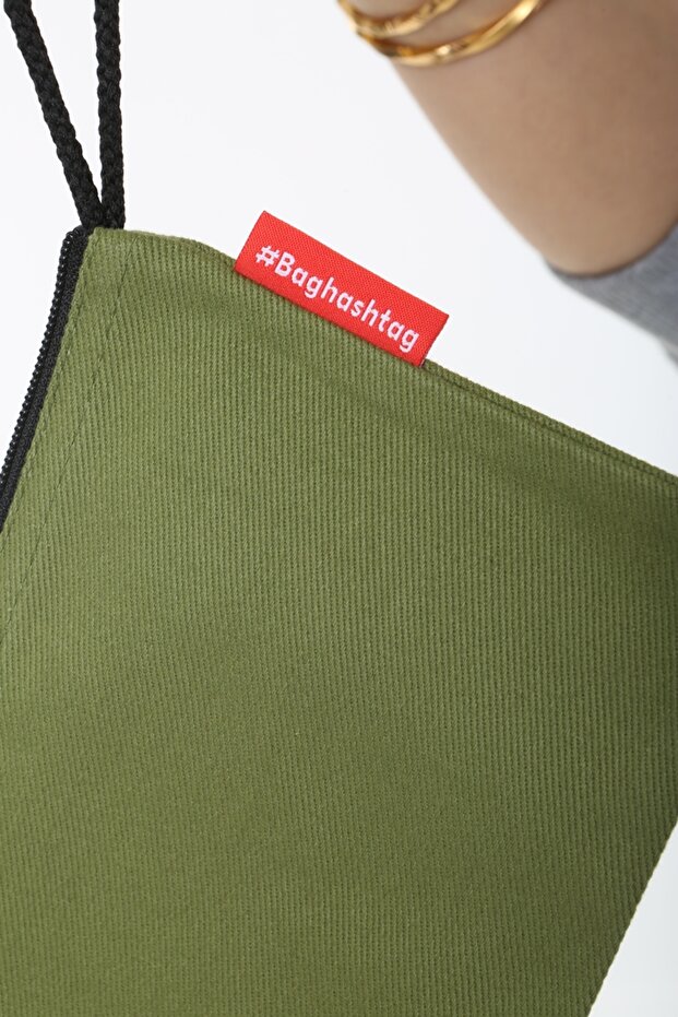 Yeşil Clutch Bez Çanta - 4