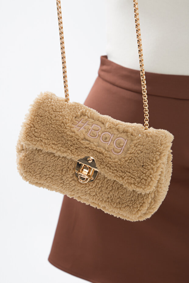 Krem Mini Peluş Çanta - 4