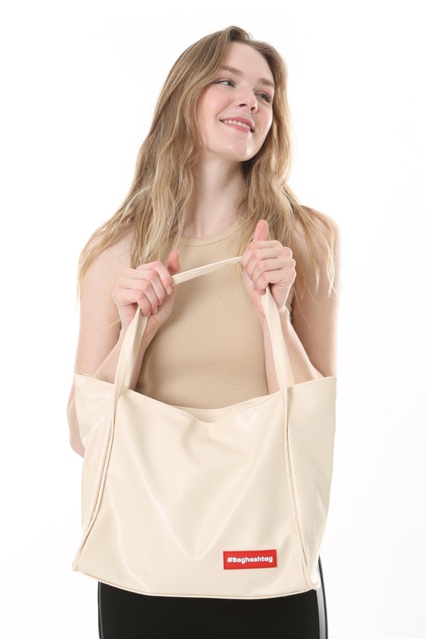 Krem Soft Deri Fermuarlı Çanta - 9