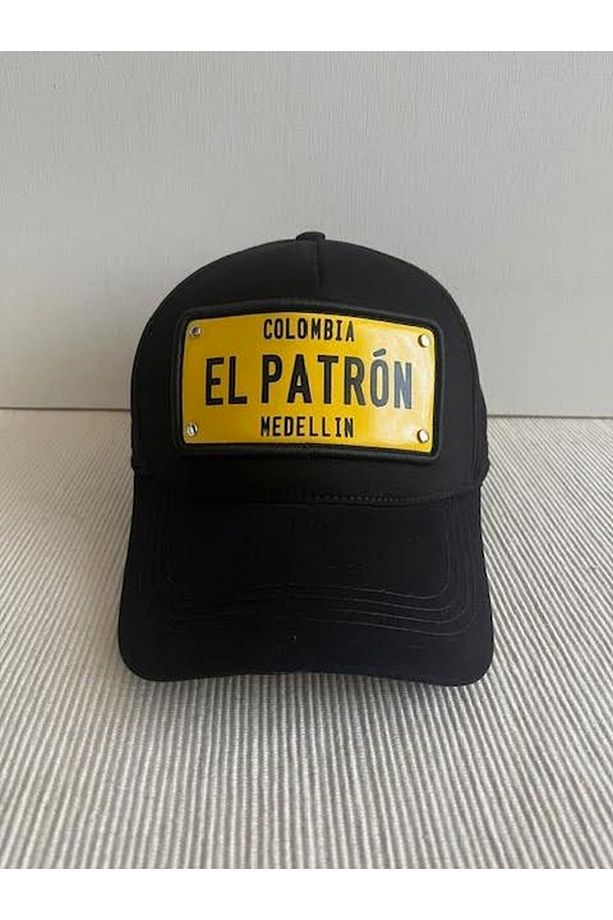 El Patron Medellin Colombia Plakalı Arkasından Ayarlanabilir Erkek Siyah-sarı Şapka - 4