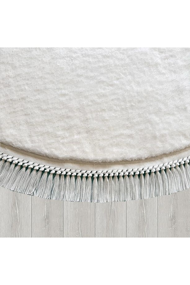 Püsküllü Yıkanabilir Yumuşak Peluş Yuvarlak Çocuk Odası Oturma Odası Salon Halısı - 3