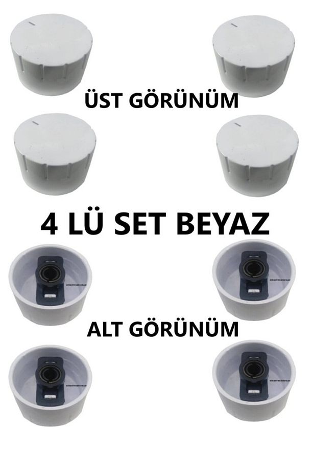 4'lü Setüstü Ocak Kontrol Düğmesi Düğmeli Beyaz Set Ocak Düğme Seti Ankastre Ocak Düğmesi - 1