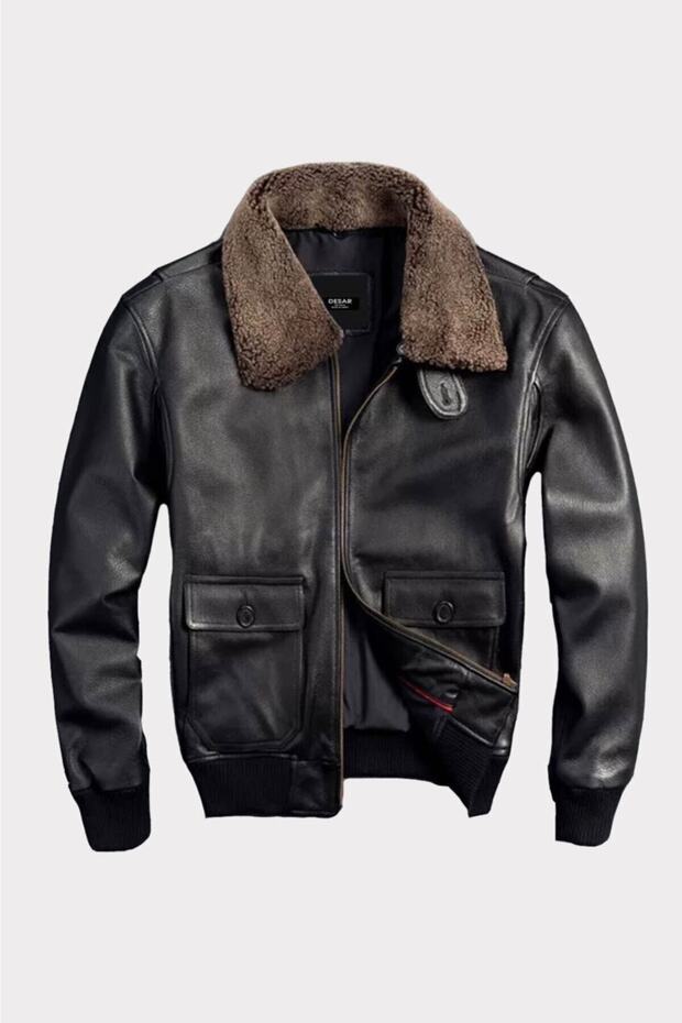 Pieces Men's Genuine Leather Coat