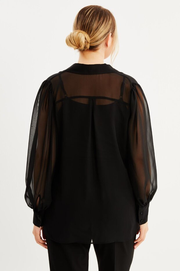 Dökümlü Şifon Gömlek - 6