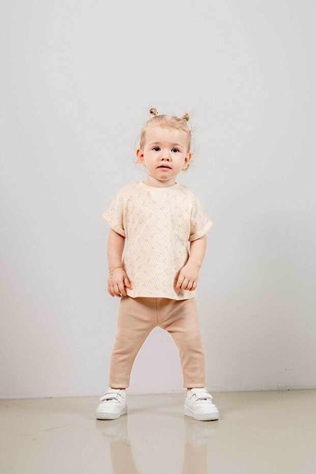 Baby Kids Cream Cotton 2-Piece Set First I Trend Fashion Bottom Top Set