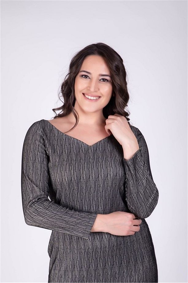 Damla Yaka Simli Elbise - 3