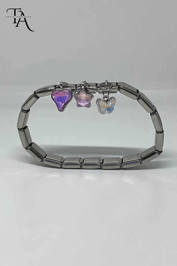 3 Pieces Charm Gift Steel Italian Charm Bracelet