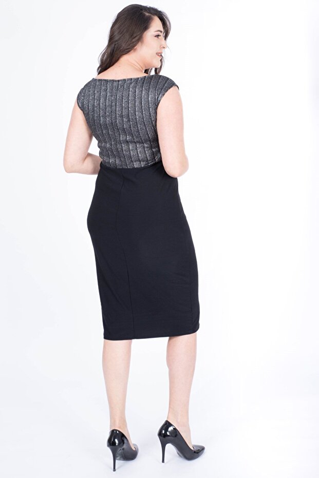 Simli Damla Yaka Anvelop Elbise - 3