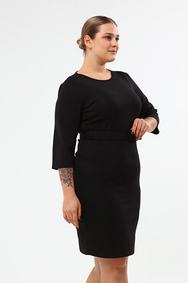 Beli Kemerli Örme Elbise - 3