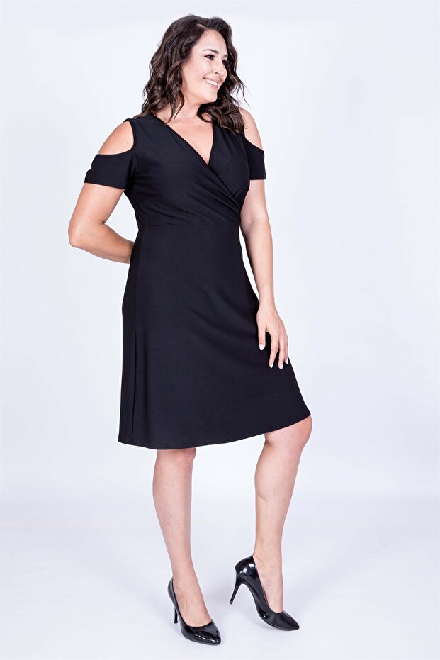 Anvelop Omuz Çerçeveli Elbise - 2