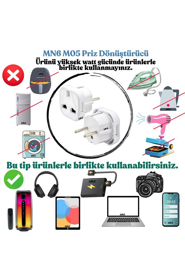 M04 Priz Dönüştürücü/5 Adet Fiş Çevirici Adaptör-şarj Aleti Fiş Dönüştürücü - 4