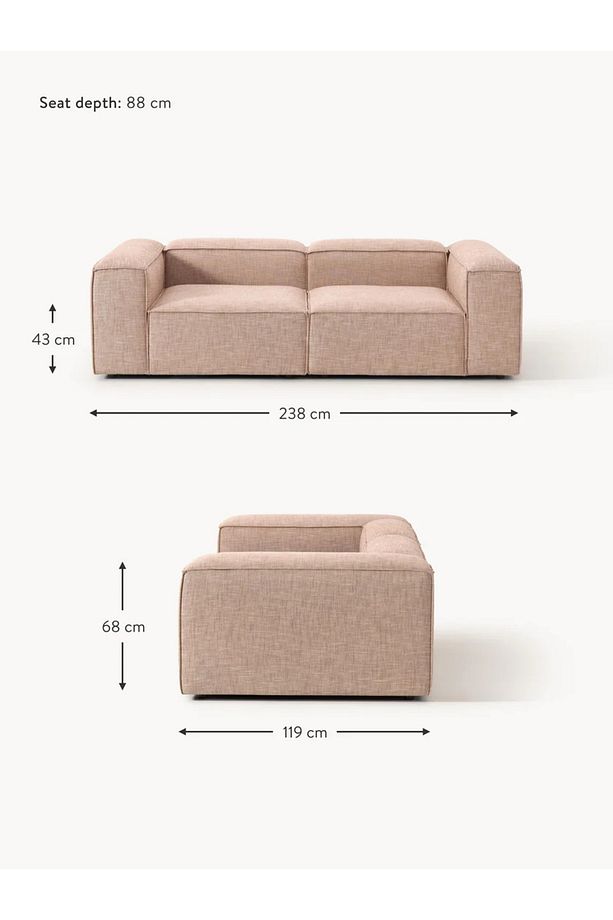 Most Mollis 2 Modül Kanepe Koltuk 09 Bej Keten Kumaş Yumuşak Sünger (EVİNİZE TESLİM) - 6