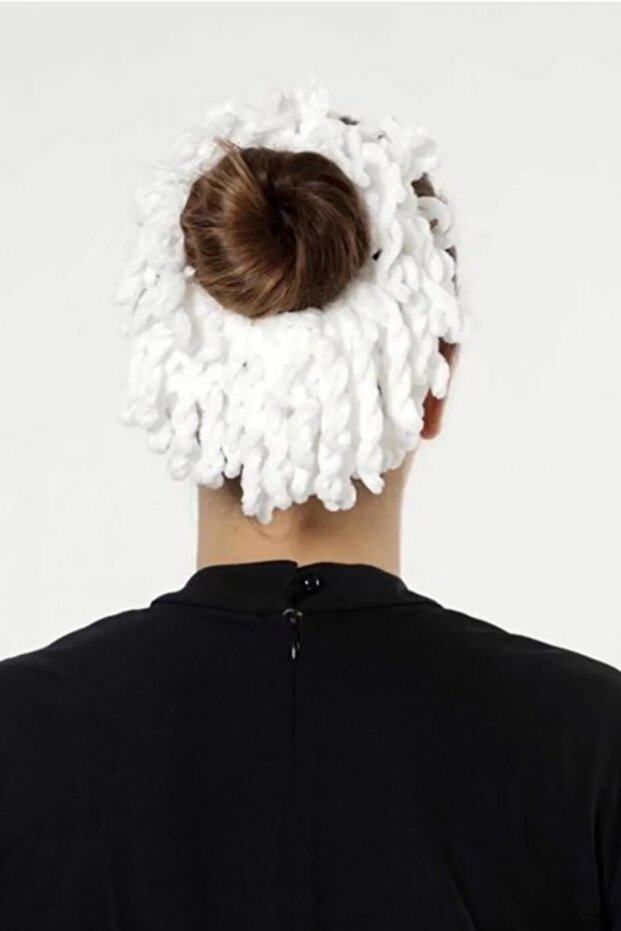 White Velvet Bun Buckle Plump Elastic Hijab Women's Accessory Buckle