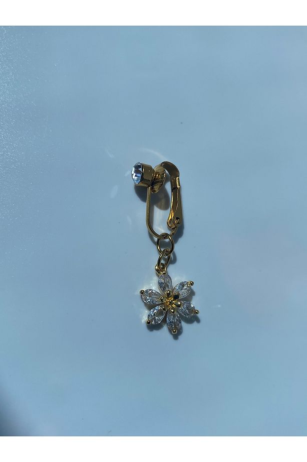 Çelik Göbek Piercing Mıknatıslı Sıkıştırmalı Kullanımlı Çiçek Model - 5