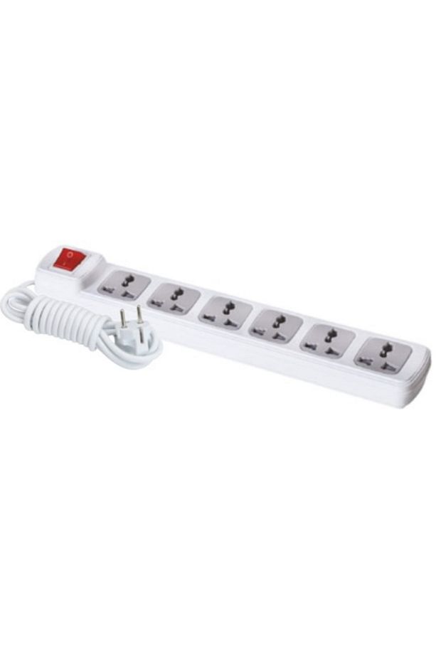 F307C 6'lı Anahtarlı Universal Grup Priz 5 Metre Uzun Kablolu Kontrollü Priz - 1