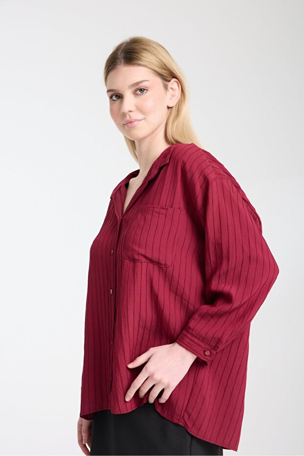 Bordo model gömlek - 4