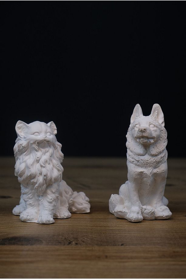 Kedi ve Köpek Biblo / Kedi ve Köpek Heykeli - 1