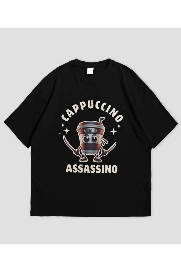 Cappuccino Assassino - Unisex Oversize T-Shirt with Italian Brainrot Design