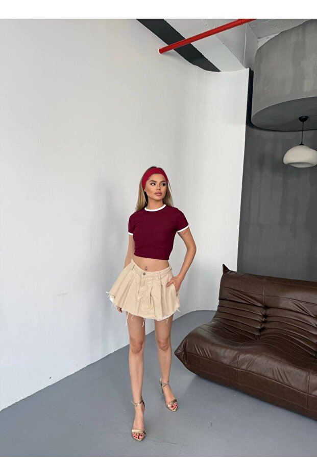 Ottoman Biyeli Kadın Crop Tshirt - 4