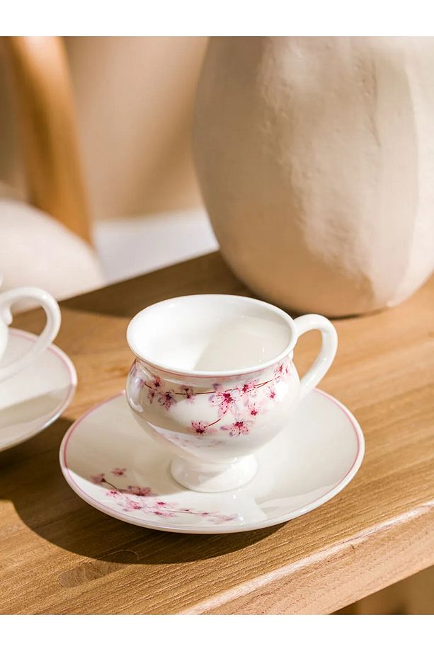LCW HOME Pembe Çiçekli 2 Kişilik Porselen Kahve Fincan Takımı 90 Ml T T - 3