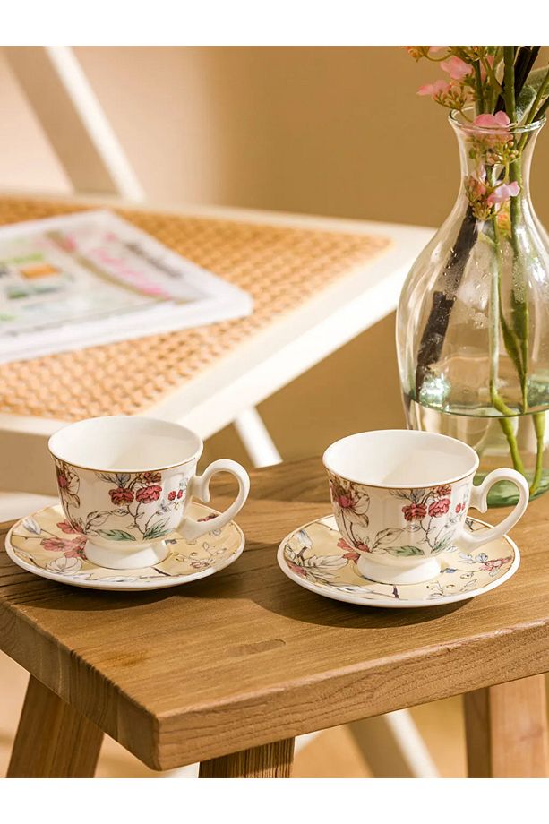 LCW HOME Karişik Çiçek Baskılı 2 Kişilik Porselen Kahve Fincan Takımı 90 Ml T T - 1