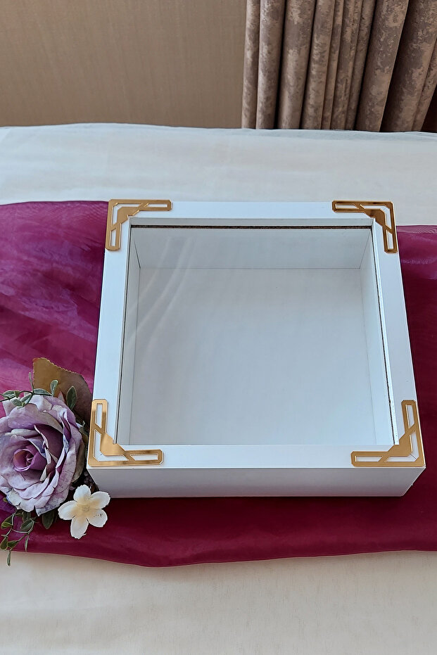 إطار الذاكرة الأبيض العميق مقاس 25 × 25 سم - صندوق الورد بإطار الذاكرة بعمق 6 سم!Hkm التجارة