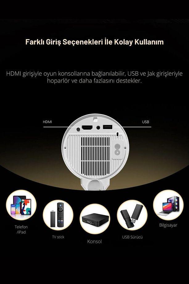 TS7 Tripodlu Upgrade Android Taşınabilir Sinema Projeksiyon Wi-Fi Gimbal Özellikli Akıllı Projektör - 7