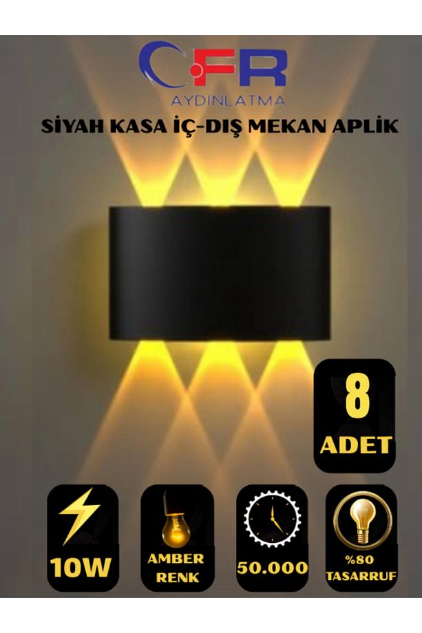 LED AYDINLATMA  Dekoratif Çift Yönlü 10W iç-dış mekan amber renk 8 adet duvar apliği - 1