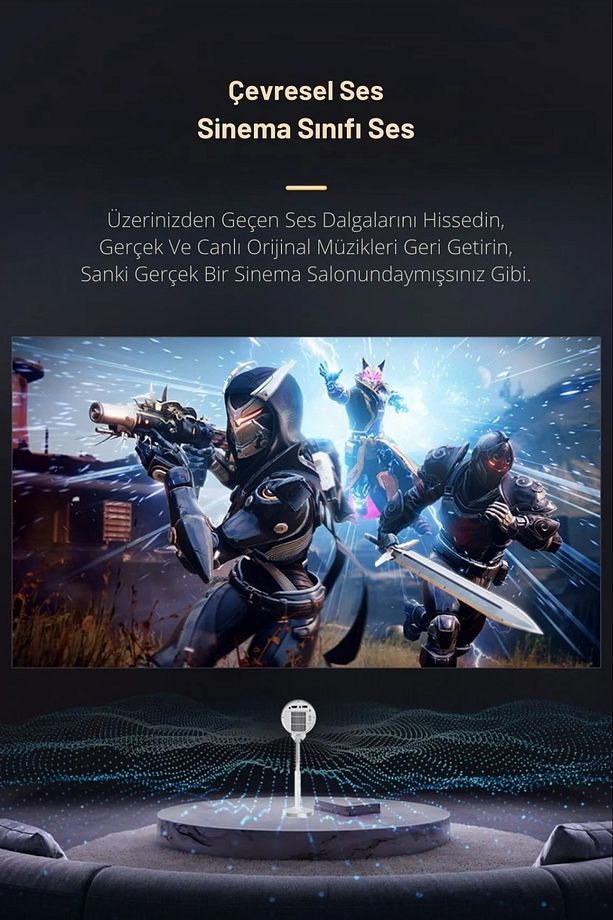 TS7 Tripodlu Upgrade Android Taşınabilir Sinema Projeksiyon Wi-Fi Gimbal Özellikli Akıllı Projektör - 4