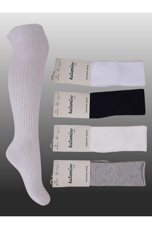 4 Pack Girls Knee Socks