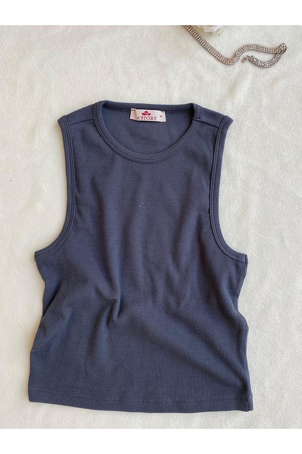 4 lü Paket Fitted/ Vücuda Oturan Crop Halter Yaka Fitilli Esnek Örme - 3