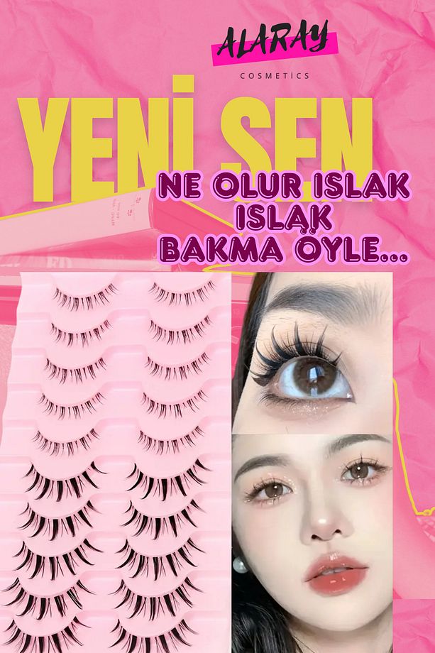 ISLAK EFFECT ANİME KİRPİKLER 10 ÇİFT ÜST 10 ÇİFT ALT KİRPİK- ŞERİT YAPIŞTIRICI PALETI HEDİYE - 3