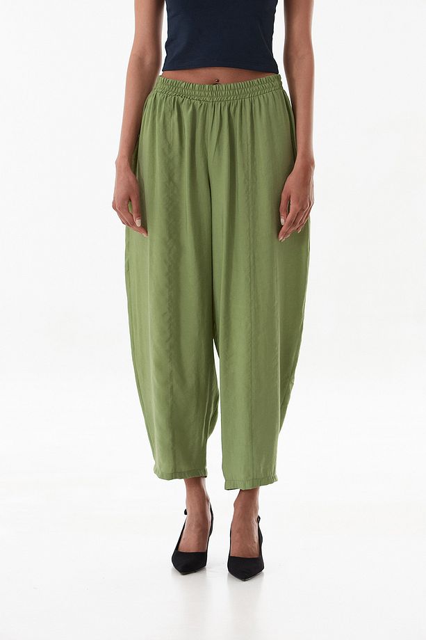 Beli Lastikli Çimalı Ayrobin Kumaş Şalvar Pantolon - 8