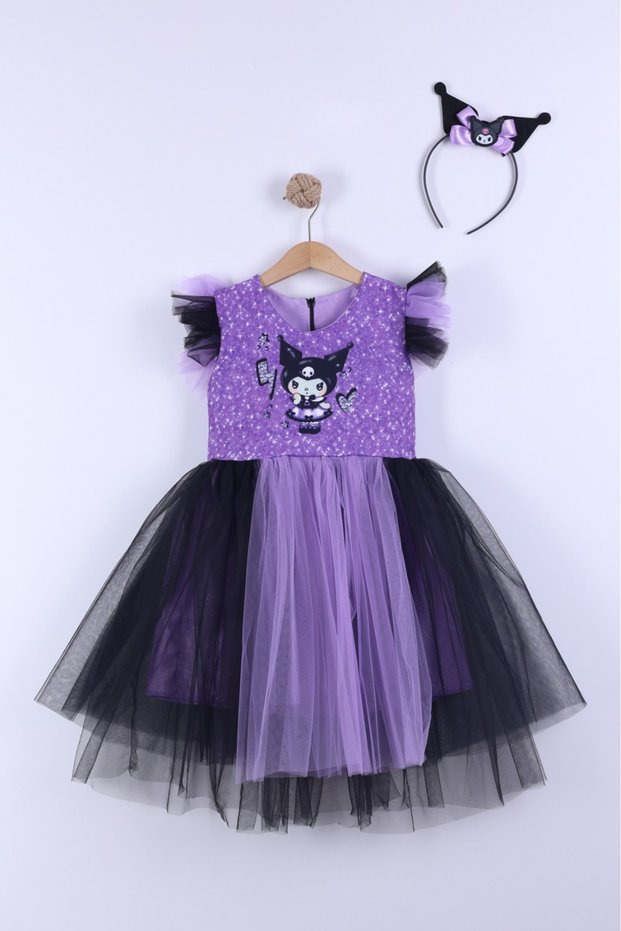 Chrome Printed Girl's Tulle Dress with Crown 3/9 Years