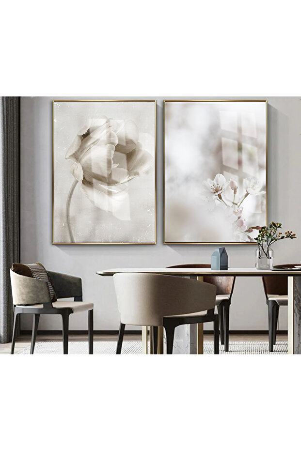 هاريكابيريف | ناعم | مزيج الورد النباتي (أنيق) | طاولة زجاجية مؤطرة مكونة من قطعتين عموديًا