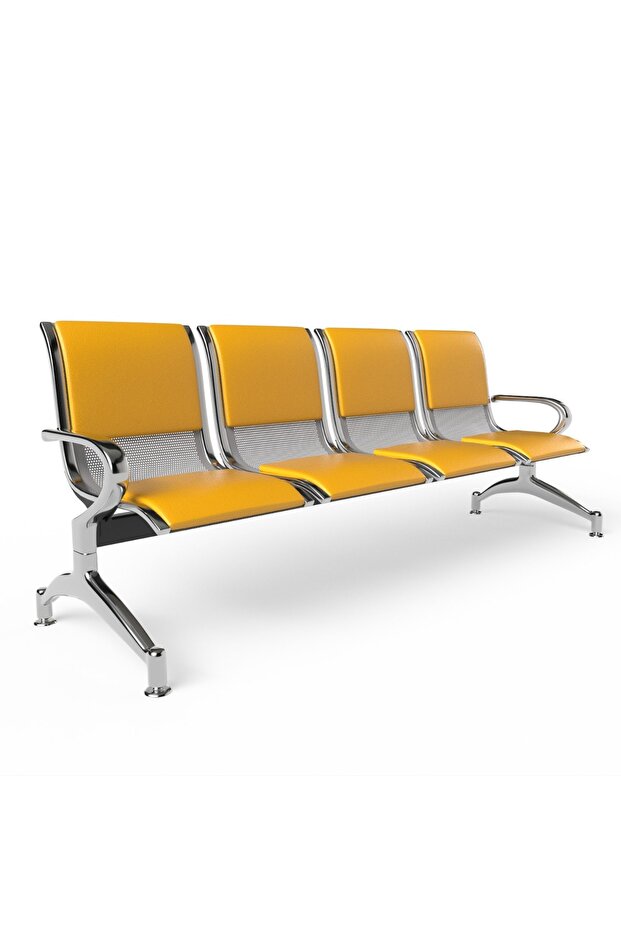 JX 4-Seater Outdoor Bench with Cushions- Yellow