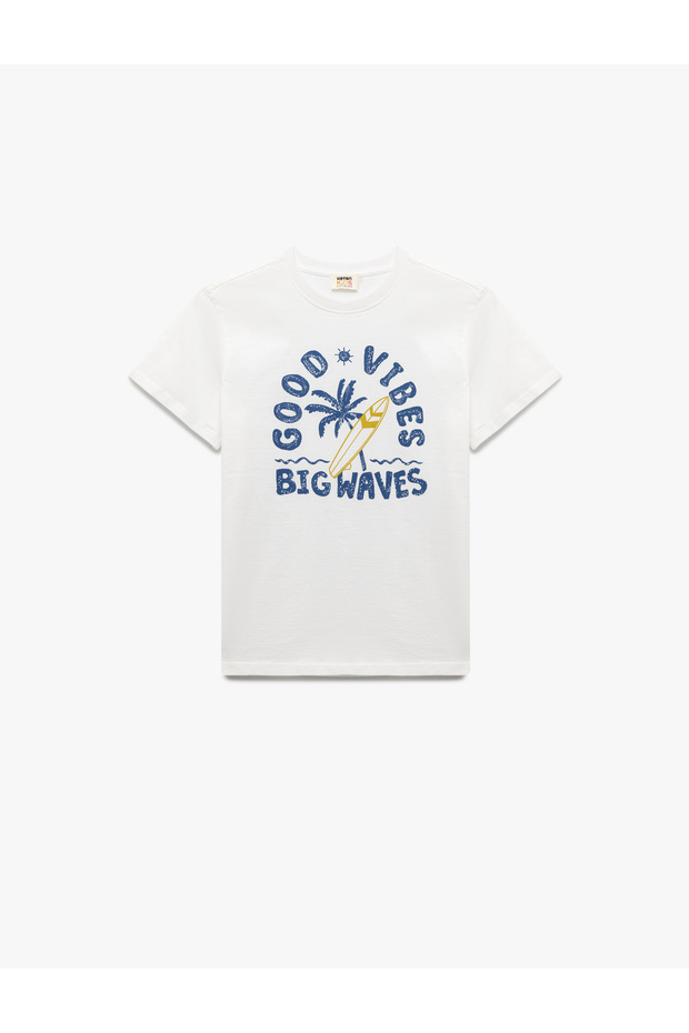 Printed Crew Neck Short Sleeve Cotton T-Shirt