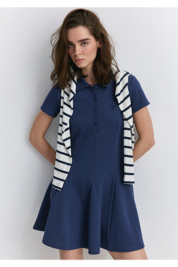 Polo Neck Navy Blue Dress 1310747-82318